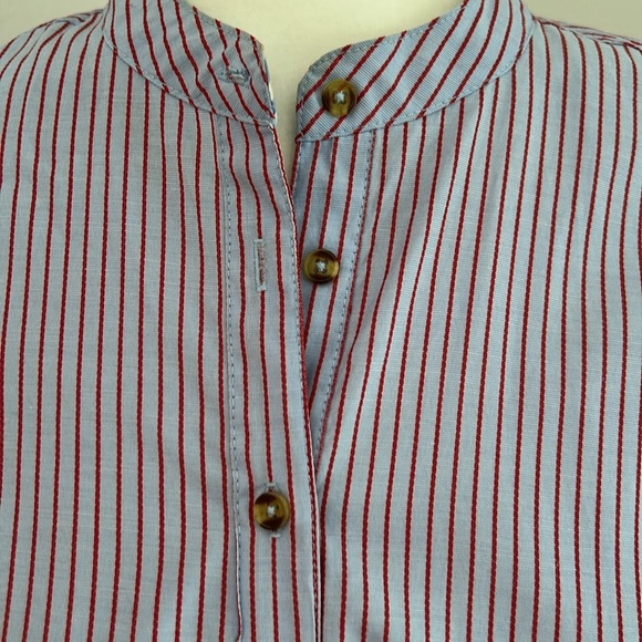 Maeve Red and Blue Small Striped Bell Sleeved Blouse sz 4 - Picture 2 of 7